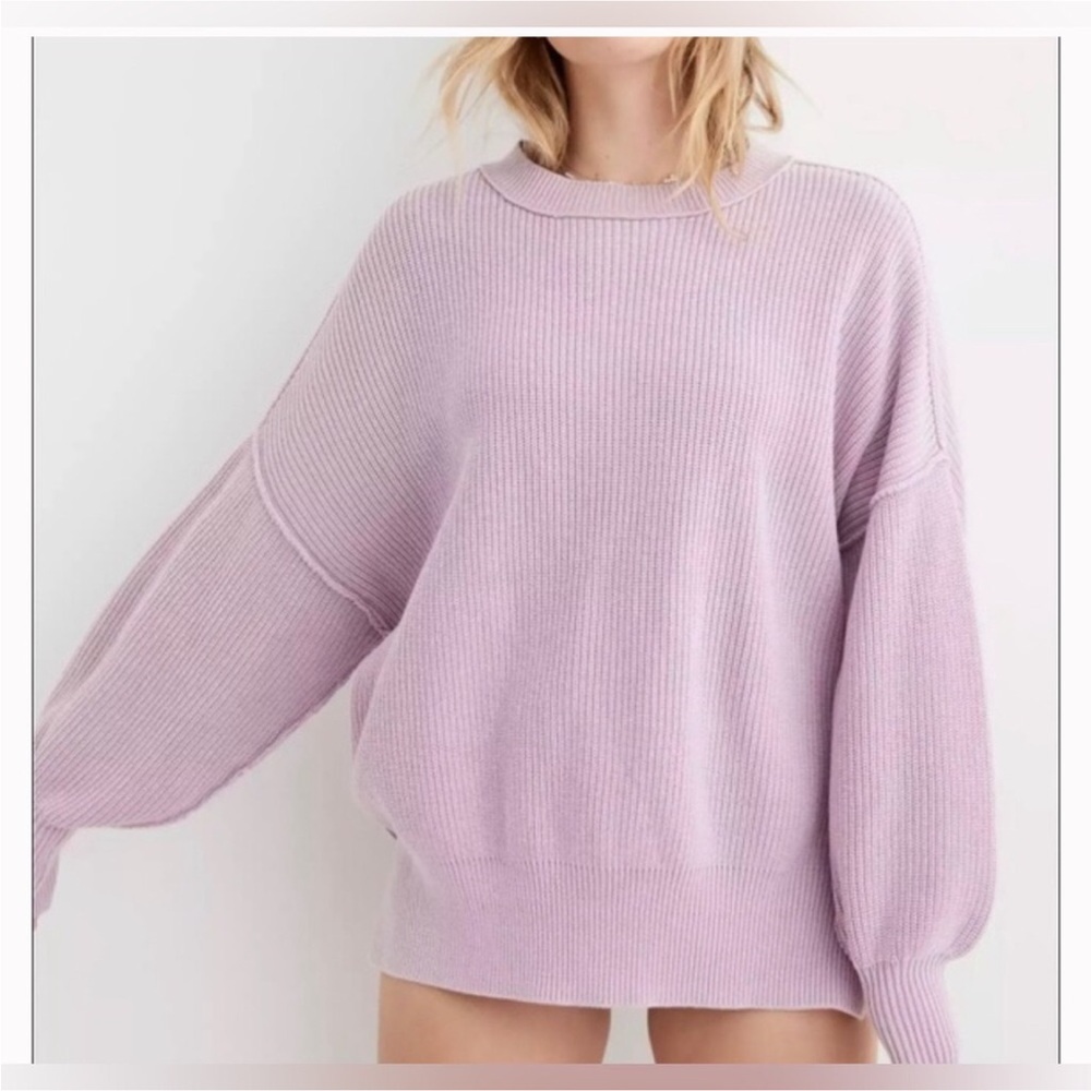 New Women’s Aerie Beyond Sweater Long Sleeve Oversized Violet Flurry Size Small